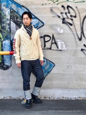「カウチン」｜「アイテム（財布/小物）」を使った、HIDEさん（メンズ・172cm）の秋コーディネート