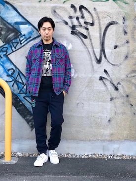 「HYSTERIC GLAMOUR（ヒステリックグラマー）のREVOLUTION SOUNDS刺繍 CPOシャツ（シャツ/ブラウス）」を使った、HIDEさん（メンズ・172cm）の秋コーディネート