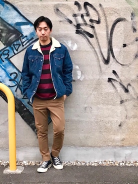 「ランチコート」｜「アイテム（デニムジャケット）」を使った、HIDEさん（メンズ・172cm）の秋コーディネート