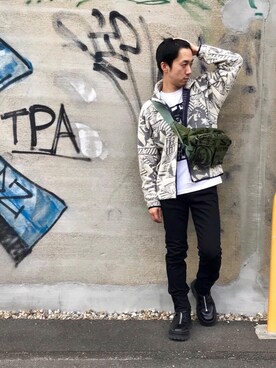 「ポーター」｜「アイテム（ブルゾン）」を使った、HIDEさん（メンズ・172cm）の秋コーディネート