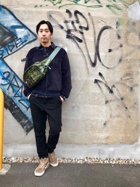 「ポーター」｜「アイテム（その他アウター）」を使った、HIDEさん（メンズ・172cm）の秋コーディネート