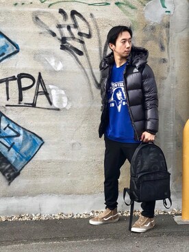 「ポーター」｜「アイテム（ダウンジャケット/コート）」を使った、HIDEさん（メンズ・172cm）の秋コーディネート