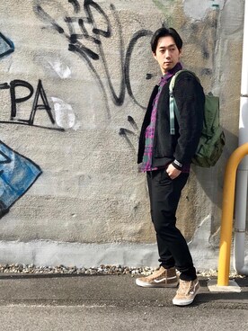 「ポーター」｜「アイテム（その他アウター）」を使った、HIDEさん（メンズ・172cm）の秋コーディネート