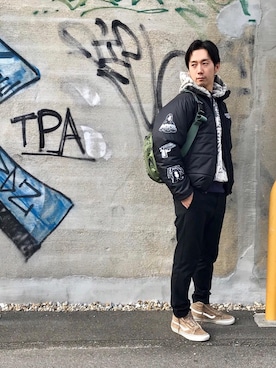 「ポーター」｜「アイテム（ダウンジャケット/コート）」を使った、HIDEさん（メンズ・172cm）の秋コーディネート