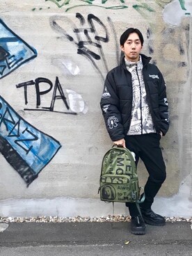 「ポーター」｜「アイテム（ブルゾン）」を使った、HIDEさん（メンズ・172cm）の秋コーディネート