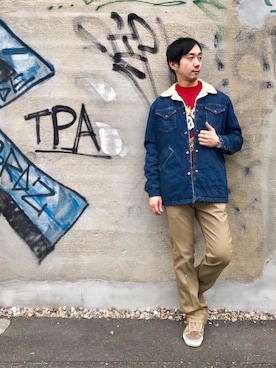 「ランチコート」｜「アイテム（デニムジャケット）」を使った、HIDEさん（メンズ・172cm）の秋コーディネート
