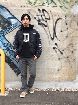 「タートル」｜「アイテム（ダウンジャケット/コート）」を使った、HIDEさん（メンズ・172cm）の秋コーディネート