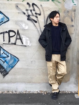「HYSTERIC GLAMOUR（ヒステリックグラマー）のアイテム（マウンテンパーカー）」を使った、HIDEさん（メンズ・172cm）の冬コーディネート