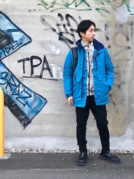 「HYSTERIC GLAMOUR（ヒステリックグラマー）のアイテム（マウンテンパーカー）」を使った、HIDEさん（メンズ・172cm）の冬コーディネート
