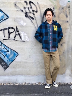 「バッファローチェック」｜HIDEさん（メンズ・172cm）の冬コーディネート