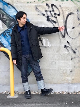 「HYSTERIC GLAMOUR（ヒステリックグラマー）のアイテム（マウンテンパーカー）」を使った、HIDEさん（メンズ・172cm）の冬コーディネート