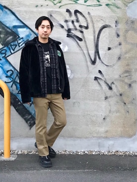 「HYSTERIC GLAMOUR（ヒステリックグラマー）のREVOLUTION SOUNDS刺繍 CPOシャツ（シャツ/ブラウス）」を使った、HIDEさん（メンズ・172cm）の冬コーディネート