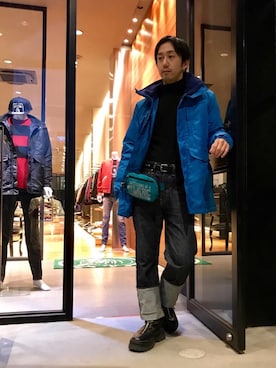 「HYSTERIC GLAMOUR（ヒステリックグラマー）のアイテム（マウンテンパーカー）」を使った、HIDEさん（メンズ・172cm）の冬コーディネート