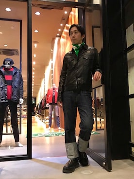 「HYSTERIC GLAMOUR（ヒステリックグラマー）のアイテム（バンダナ/スカーフ）」を使った、HIDEさん（メンズ・172cm）の冬コーディネート