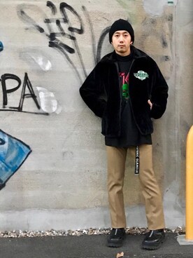 「タートル」｜「アイテム（ブルゾン）」を使った、HIDEさん（メンズ・172cm）の冬コーディネート