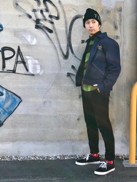 「タートル」｜「アイテム（帽子）」を使った、HIDEさん（メンズ・172cm）の冬コーディネート