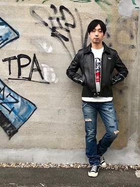 「コラボレーション」｜「アイテム（財布/小物）」を使った、HIDEさん（メンズ・172cm）の冬コーディネート
