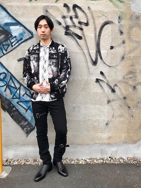 「ウエスタンシャツ」｜「アイテム（ブルゾン）」を使った、HIDEさん（メンズ・172cm）の冬コーディネート