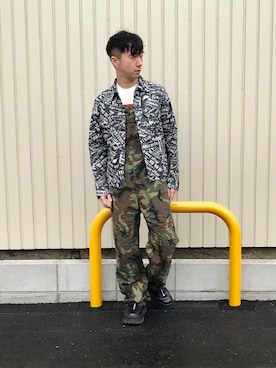 「Gジャン」｜「アイテム（オールインワン・サロペット）」を使った、HIDEさん（メンズ・172cm）の春コーディネート