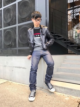 「G-SHOCK」｜「アイテム（ブルゾン）」を使った、HIDEさん（メンズ・172cm）の春コーディネート