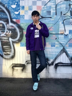 「ラガーシャツ」｜「アイテム（ブルゾン）」を使った、HIDEさん（メンズ・172cm）の春コーディネート