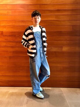 サロペット オーバーオールを使った 春ニット のメンズ人気ファッションコーディネート Wear