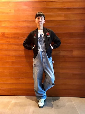 「花見コーデ」｜「アイテム（サロペット/オーバーオール）」を使った、HIDEさん（メンズ・172cm）の春コーディネート