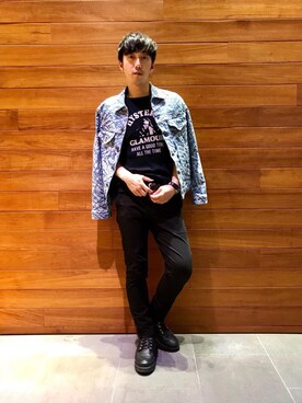 「ワッフル」｜「アイテム（デニムジャケット）」を使った、HIDEさん（メンズ・172cm）の春コーディネート