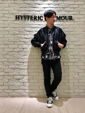「長袖シャツ」｜「アイテム（スカジャン）」を使った、HIDEさん（メンズ・172cm）の秋コーディネート