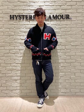「カウチン」｜「アイテム（ブルゾン）」を使った、HIDEさん（メンズ・172cm）の冬コーディネート