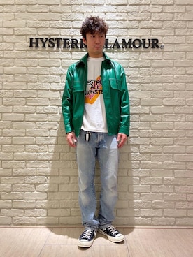 「レザーコーデ」｜「アイテム（ブルゾン）」を使った、HIDEさん（メンズ・172cm）の冬コーディネート
