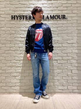 「HYSTERIC GLAMOUR（ヒステリックグラマー）のアイテム（スカジャン）」を使った、HIDEさん（メンズ・172cm）の春コーディネート
