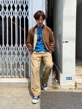 「サマーニット」｜「アイテム（ブルゾン）」を使った、HIDEさん（メンズ・172cm）の春コーディネート