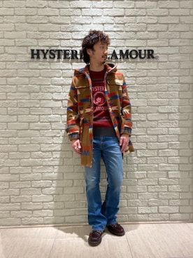 「HYSTERIC GLAMOUR（ヒステリックグラマー）のアイテム（ダッフルコート）」を使った、HIDEさん（メンズ・172cm）の冬コーディネート