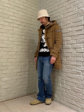 「HYSTERIC GLAMOUR（ヒステリックグラマー）のアイテム（ダッフルコート）」を使った、HIDEさん（メンズ・172cm）の冬コーディネート