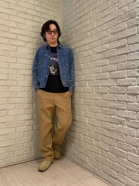 「バンドT」｜「アイテム（デニムジャケット）」を使った、HIDEさん（メンズ・172cm）の春コーディネート