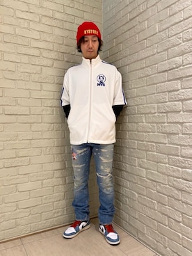 「でにむ」｜「アイテム（ジャージ）」を使った、HIDEさん（メンズ・172cm）の春コーディネート