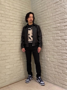 「バンドT」｜「アイテム（ブルゾン）」を使った、HIDEさん（メンズ・172cm）の秋コーディネート