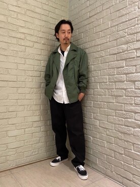 「長袖シャツ」｜「アイテム（ブルゾン）」を使った、HIDEさん（メンズ・172cm）の秋コーディネート