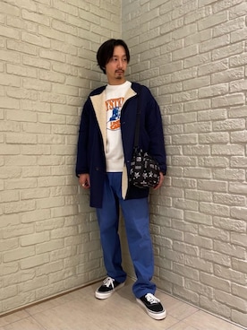 「HYSTERIC GLAMOUR（ヒステリックグラマー）のアイテム（ノーカラーコート）」を使った、HIDEさん（メンズ・172cm）の秋コーディネート