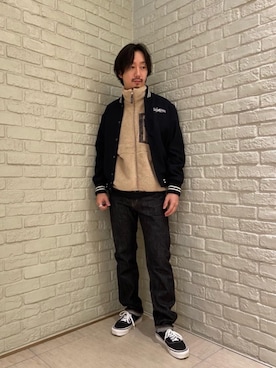 「フリース」｜「アイテム（スタジャン）」を使った、HIDEさん（メンズ・172cm）の秋コーディネート