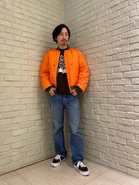 「HYSTERIC GLAMOUR（ヒステリックグラマー）のアイテム（MA-1）」を使った、HIDEさん（メンズ・172cm）の秋コーディネート