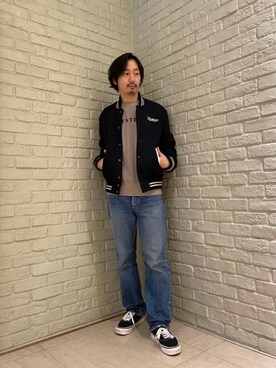 「でにむ」｜「アイテム（スタジャン）」を使った、HIDEさん（メンズ・172cm）の秋コーディネート