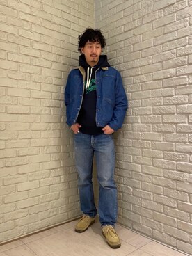 「ボア」｜「アイテム（デニムジャケット）」を使った、HIDEさん（メンズ・172cm）の秋コーディネート