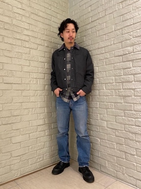 「ボア」｜「アイテム（デニムジャケット）」を使った、HIDEさん（メンズ・172cm）の秋コーディネート