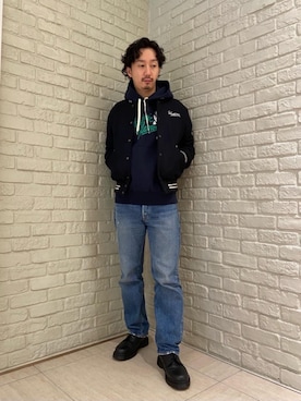 「90'sコーデ」｜「アイテム（スタジャン）」を使った、HIDEさん（メンズ・172cm）の秋コーディネート