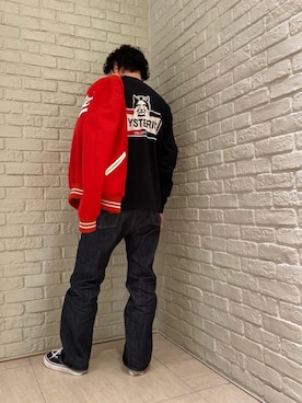 「でにむ」｜「アイテム（スタジャン）」を使った、HIDEさん（メンズ・172cm）の秋コーディネート