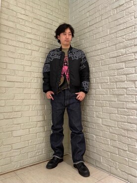 「HYSTERIC GLAMOUR（ヒステリックグラマー）のアイテム（MA-1）」を使った、HIDEさん（メンズ・172cm）の冬コーディネート