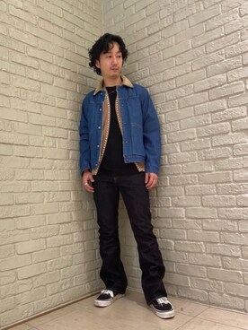 「ボア」｜「アイテム（デニムジャケット）」を使った、HIDEさん（メンズ・172cm）の冬コーディネート