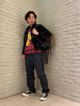 「HYSTERIC GLAMOUR（ヒステリックグラマー）のアイテム（バックパック/リュック）」を使った、HIDEさん（メンズ・172cm）の冬コーディネート